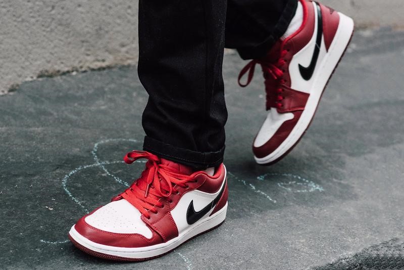 Red and white Air Jordan 1s